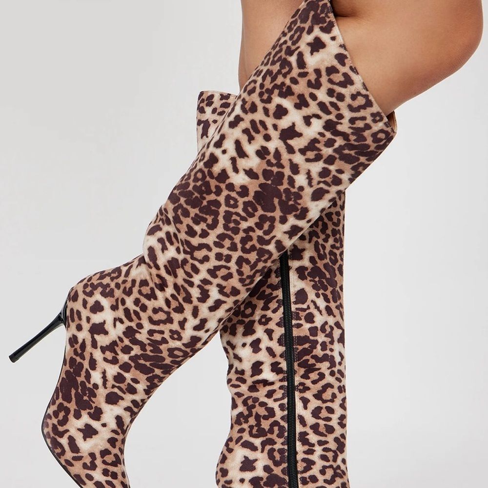 Leopard Knee High Boots - Picture 2 of 5